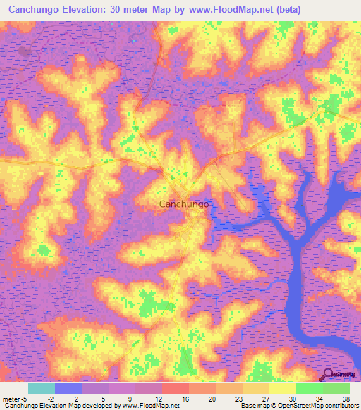 Canchungo,Guinea-Bissau Elevation Map