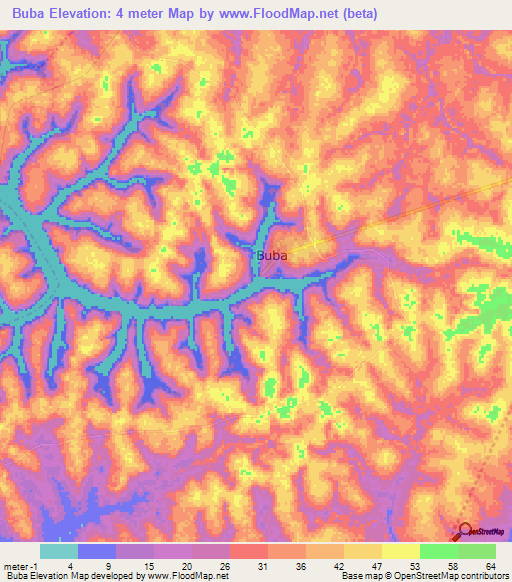 Buba,Guinea-Bissau Elevation Map