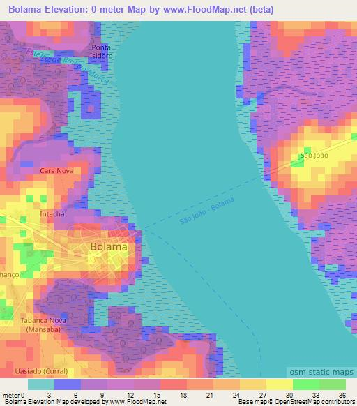 Bolama,Guinea-Bissau Elevation Map