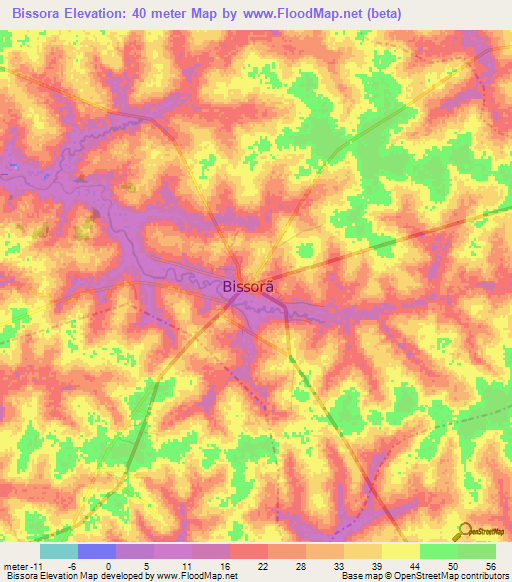 Bissora,Guinea-Bissau Elevation Map