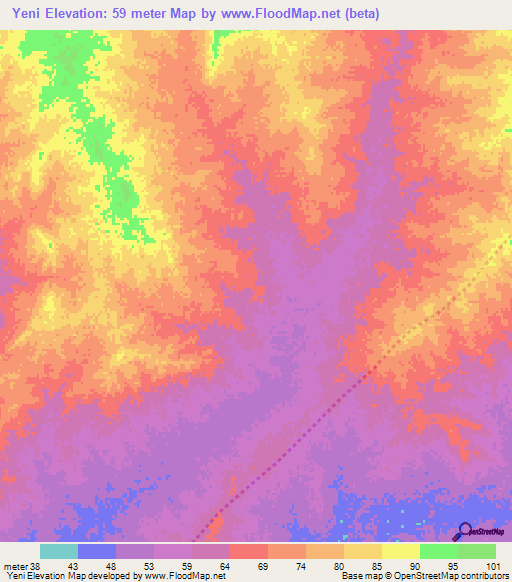 Elevation Of Yenimauritania Elevation Map Topography Contour