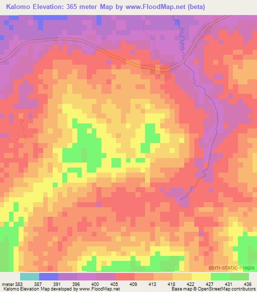 Kalomo,Central African Republic Elevation Map