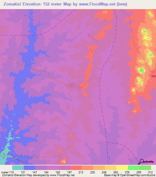 Zomakizi,Benin Elevation Map