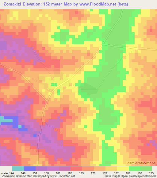 Zomakizi,Benin Elevation Map