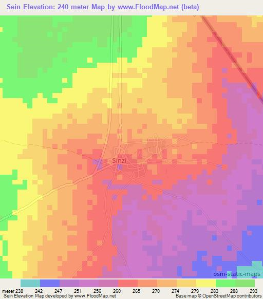 Sein,Benin Elevation Map