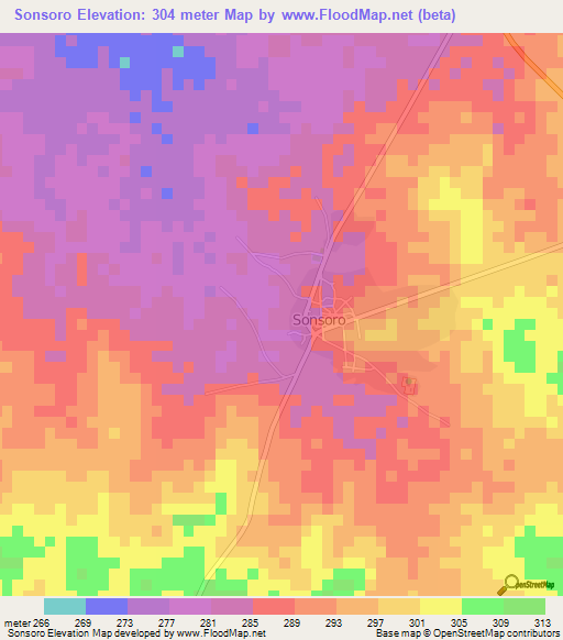 Sonsoro,Benin Elevation Map