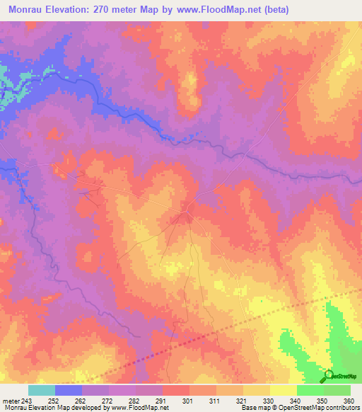 Monrau,Benin Elevation Map