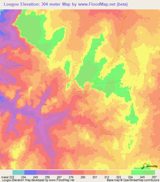 Lougou,Benin Elevation Map