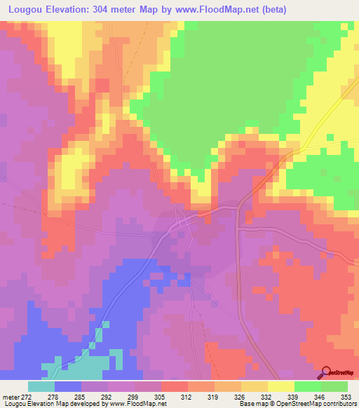 Lougou,Benin Elevation Map