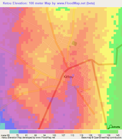 Ketou,Benin Elevation Map