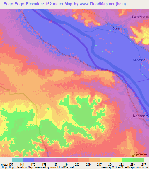 Bogo Bogo,Benin Elevation Map