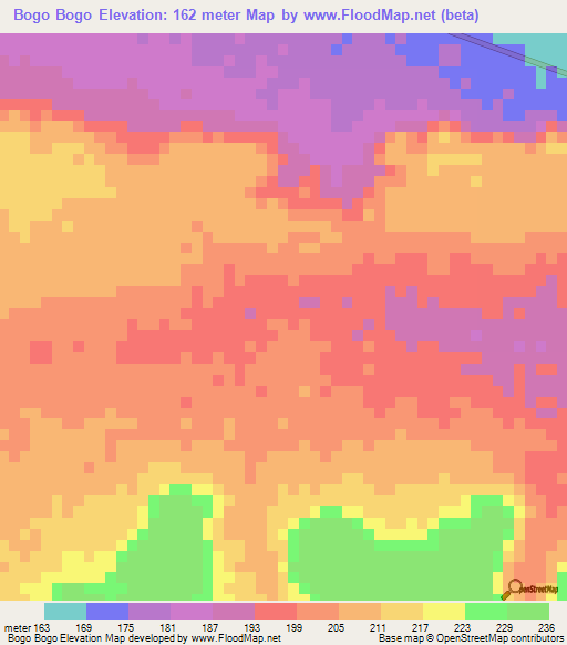 Bogo Bogo,Benin Elevation Map