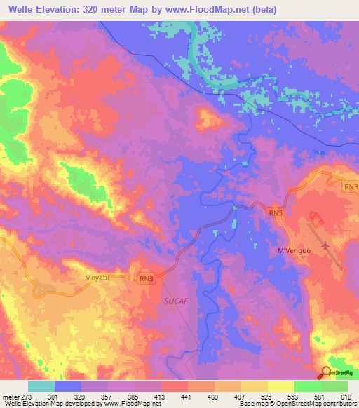 Elevation of Welle,Gabon Elevation Map, Topography, Contour