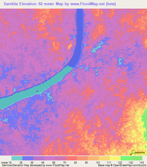 Samkita,Gabon Elevation Map