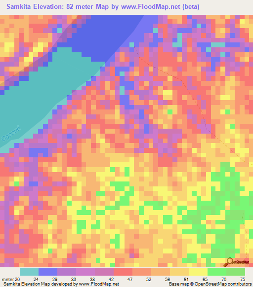 Samkita,Gabon Elevation Map