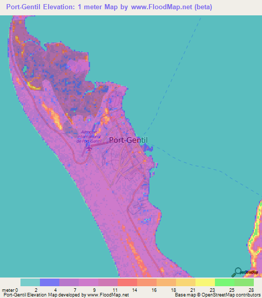 Port-Gentil,Gabon Elevation Map