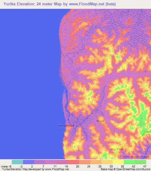 Yurika,Sierra Leone Elevation Map