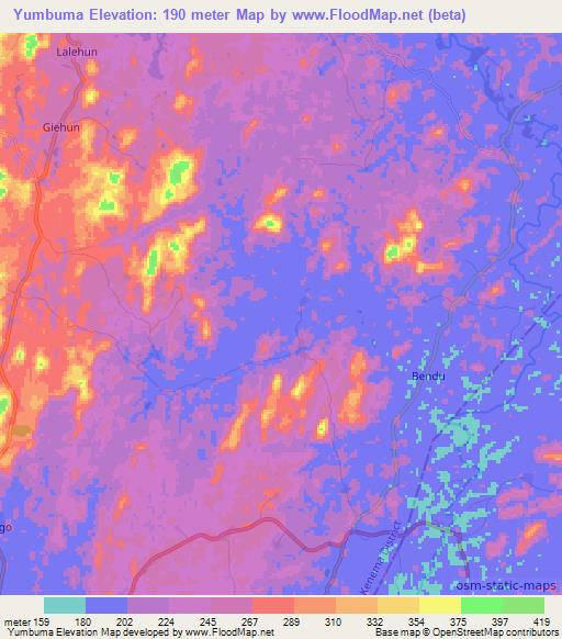 Yumbuma,Sierra Leone Elevation Map