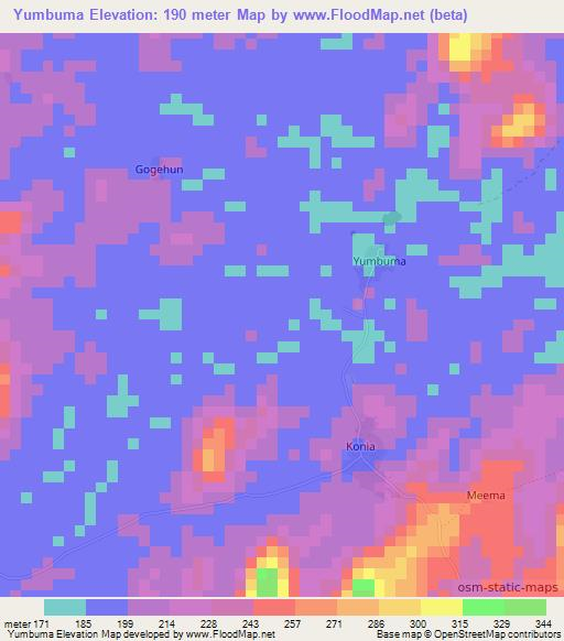 Yumbuma,Sierra Leone Elevation Map