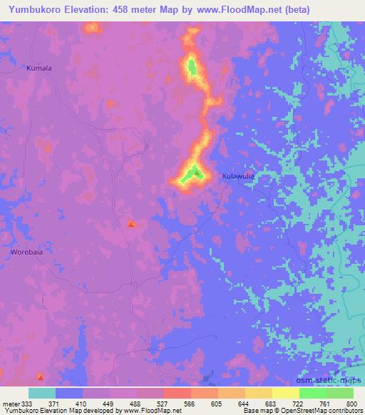 Yumbukoro,Sierra Leone Elevation Map