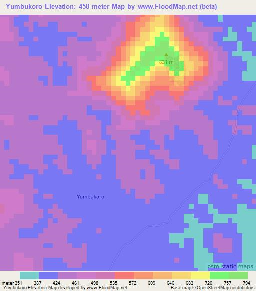 Yumbukoro,Sierra Leone Elevation Map