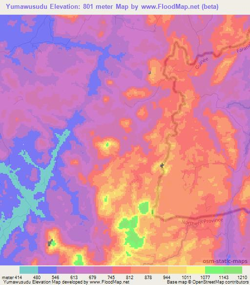 Yumawusudu,Sierra Leone Elevation Map