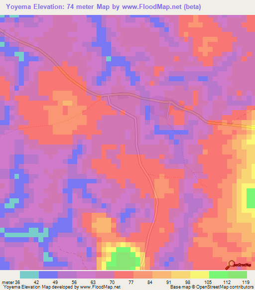 Yoyema,Sierra Leone Elevation Map