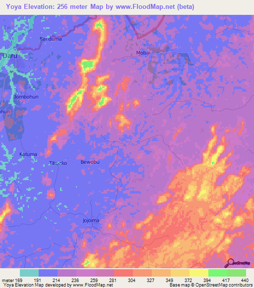 Yoya,Sierra Leone Elevation Map