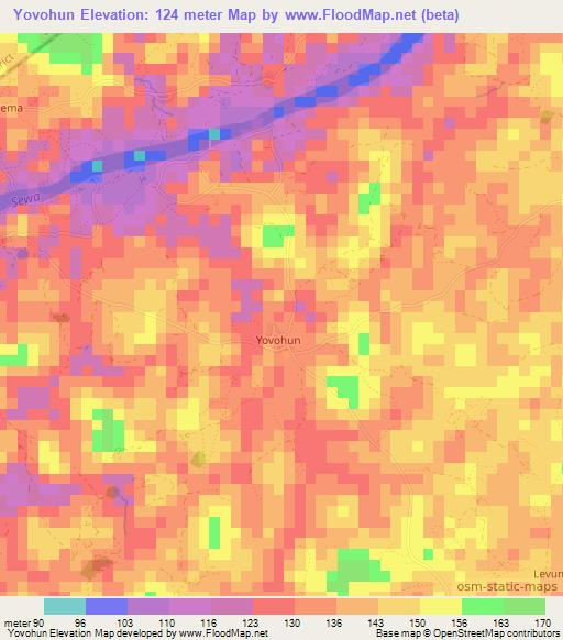 Yovohun,Sierra Leone Elevation Map