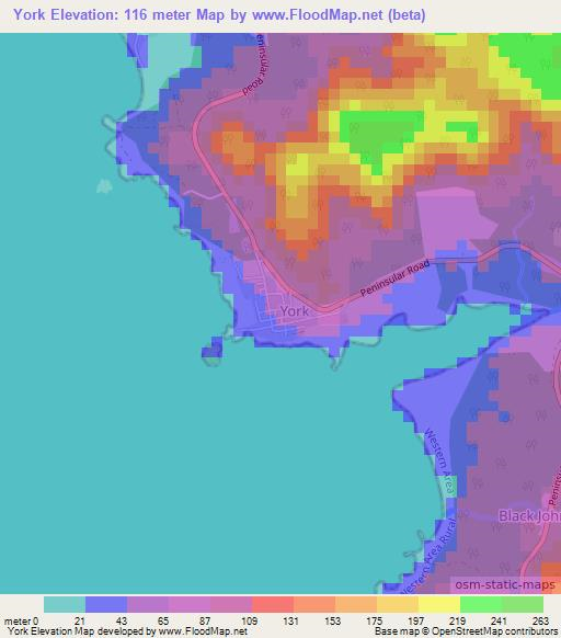 York,Sierra Leone Elevation Map