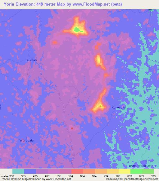 Yoria,Sierra Leone Elevation Map