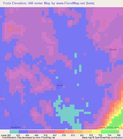 Yoria,Sierra Leone Elevation Map