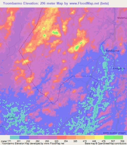 Yoombarmo,Sierra Leone Elevation Map