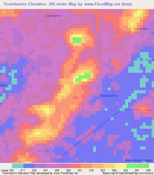 Yoombarmo,Sierra Leone Elevation Map