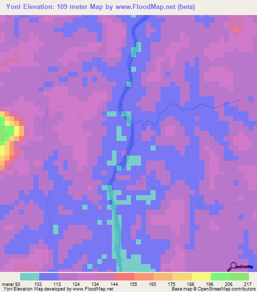 Yoni,Sierra Leone Elevation Map