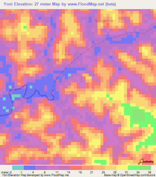 Yoni,Sierra Leone Elevation Map