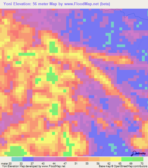 Yoni,Sierra Leone Elevation Map