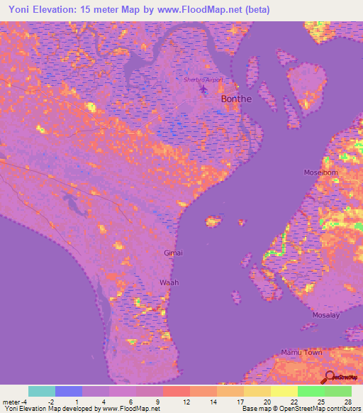 Yoni,Sierra Leone Elevation Map