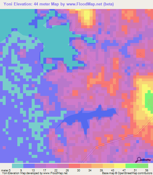 Yoni,Sierra Leone Elevation Map