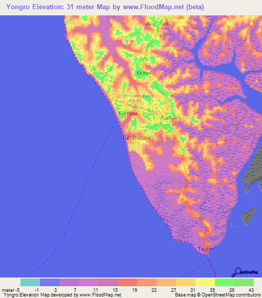 Yongro,Sierra Leone Elevation Map