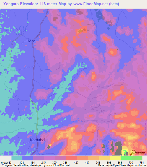 Yongaro,Sierra Leone Elevation Map