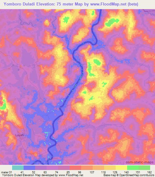 Yomboro Duladi,Sierra Leone Elevation Map