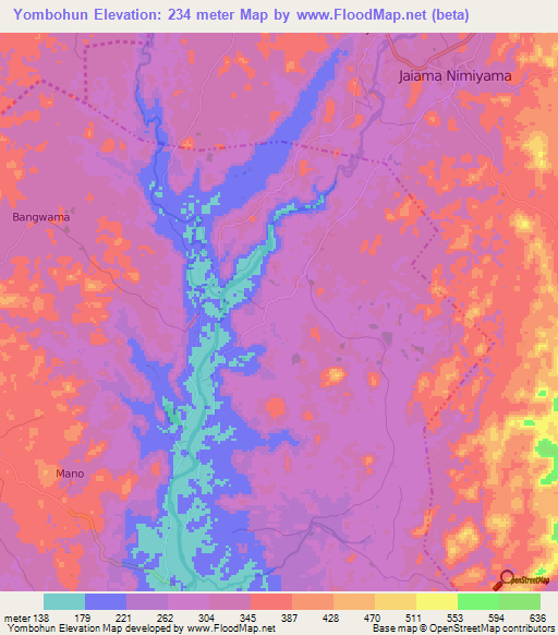 Yombohun,Sierra Leone Elevation Map