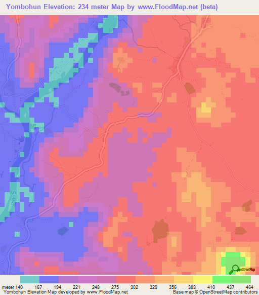 Yombohun,Sierra Leone Elevation Map