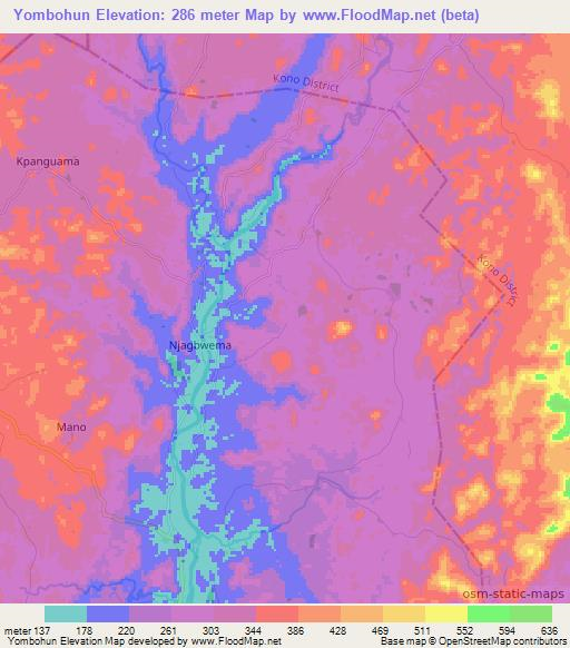Yombohun,Sierra Leone Elevation Map