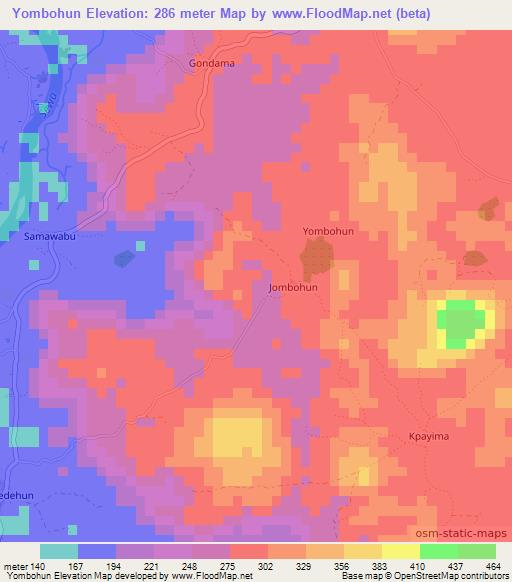 Yombohun,Sierra Leone Elevation Map