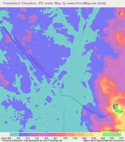 Yomankoro,Sierra Leone Elevation Map