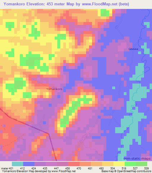 Yomankoro,Sierra Leone Elevation Map