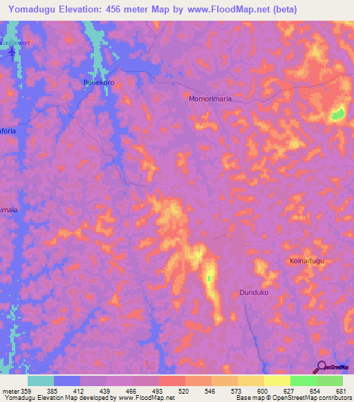 Yomadugu,Sierra Leone Elevation Map