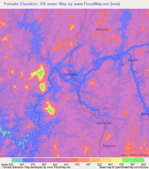 Yomadu,Sierra Leone Elevation Map